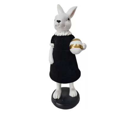 Figurina iepuras-fetita, costum negru/alb, 8x26 cm