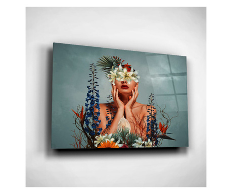 üvegkép, Young Woman with Flowers, 70x100cm