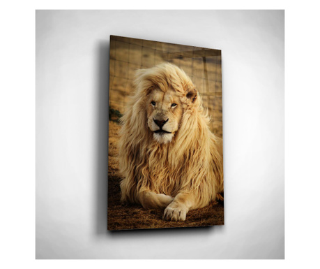 Стъклена картина, White Lion, 80x120cm