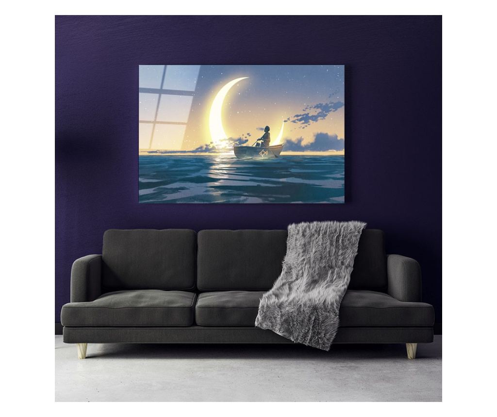 üvegkép, Rowing of The Moon, 70x100cm - Vivre