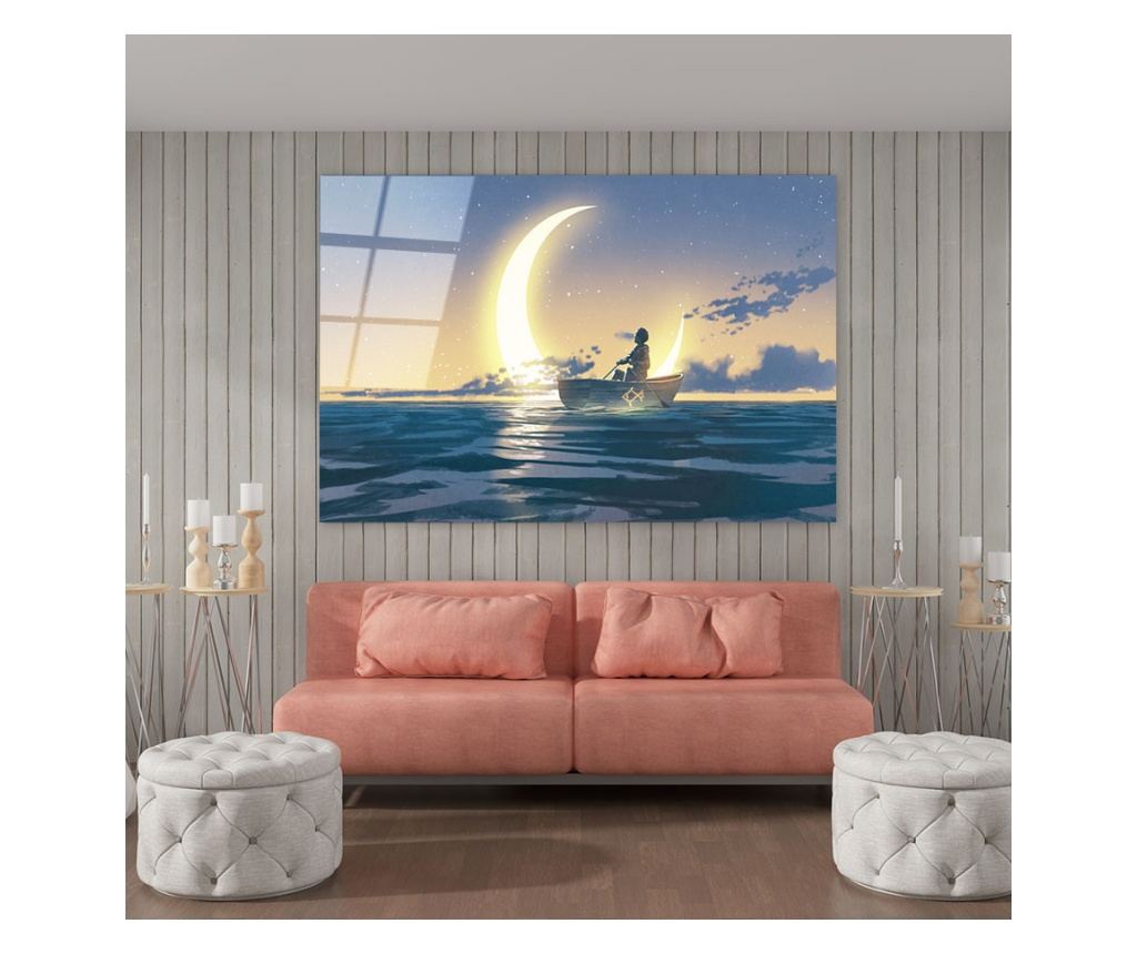 üvegkép, Rowing of The Moon, 70x100cm - Vivre