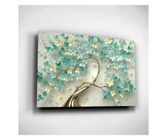 Tablou Sticla, Green Flowers, 70x100cm