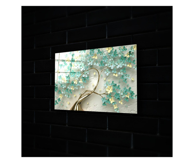 Tablou Sticla, Green Flowers, 70x100cm