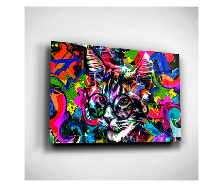 üvegkép, Grafitti Cat, 50x70cm