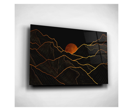 Tablou Sticla, Black&Gold Mountains, 80x120cm Tablou Canvas