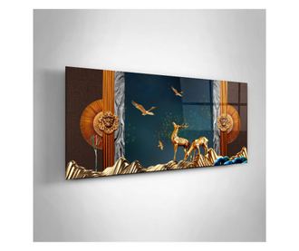 Tablou Sticla, Abstract Chinese Deer, 60x120cm