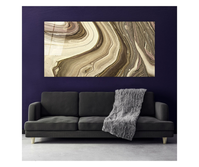 Tablou Sticla, Abstract Gold Sand, 60x120cm