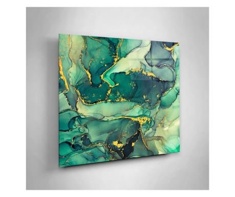 Tablou Sticla, Abstract Green Marble, 60x60cm