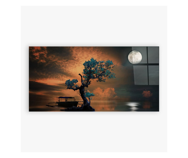 Tablou Sticla, Blue Tree, 60x120cm
