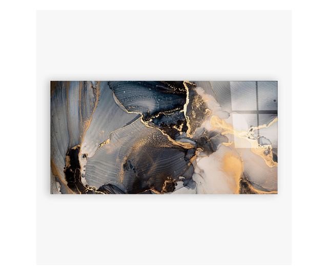 Tablou Sticla, Golden Abstract Marble, 60x150cm