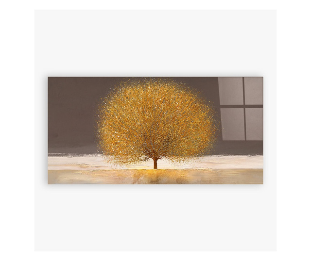 Tablou Sticla, Golden Leaves Tree, 60x120cm