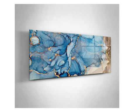 Tablou Sticla, Grey Blue Abstract, 60x120cm