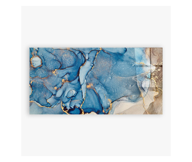 Tablou Sticla, Grey Blue Abstract, 60x120cm