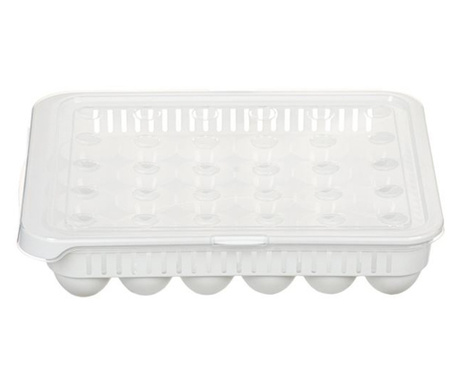 Кутия за яйца Hobby Life, Без парабени, 30 места, Пластмаса, 33,5х27,8х7,3 см, Бял/Прозрачен