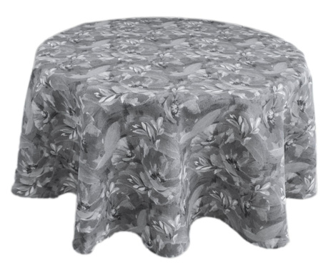 Покривка за кръгла маса - Арт в сиво на цветя