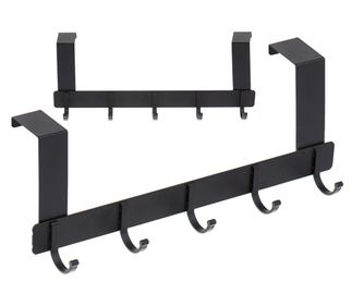 Метална закачалка с 5 закачалки Mercaton®, закачена на вратата, 32 x 4,5 x 12 см, Черна