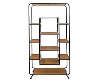 Polc 11 polc fekete vas barna fa 80x32x169 cm