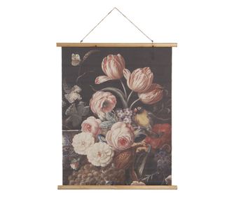 Decoratiune perete textil multicolor lemn Flower 80x2x100 cm