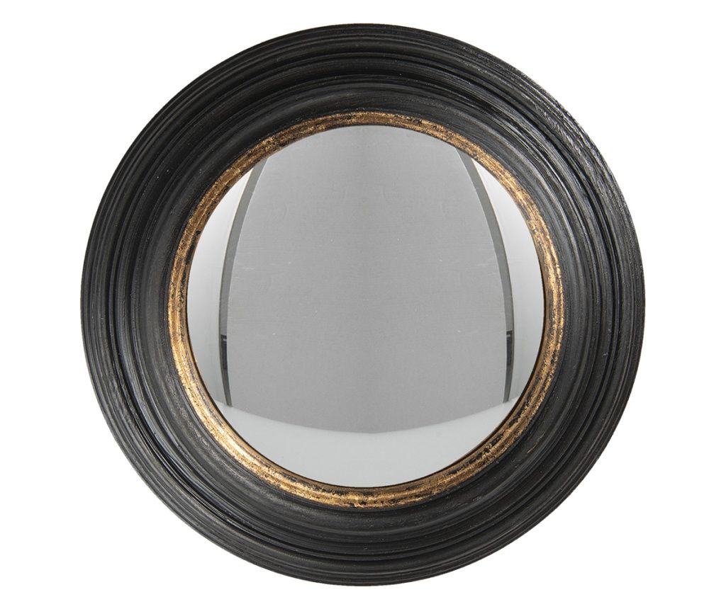 Oglinda perete lemn negru auriu 38x4 cm