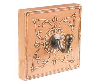 Set od 2 vješalice narančasto drvo metal 10x6x10 cm