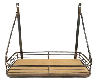 Ράφι μαύρο σιδερένιο καφέ ξύλο 42x20x36 cm