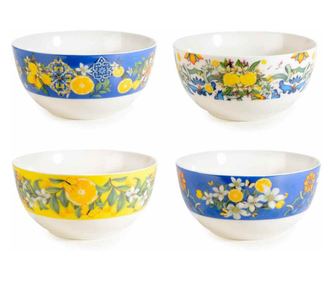Sada 4ks porcelánových misek Citrus 14x7 cm, 600 ml