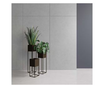 Suport ghiveci flori Lorient S din metal, maro, 19x19x47 cm, cod 111004