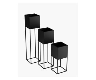 Suport ghiveci flori Lorient S din metal, negru, 19x19x47 cm, cod 111001