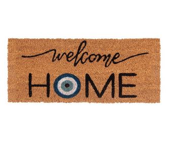 Изтривалка, За входна врата, Надпис Welcome Home, PVC, Кокосови влакна, 60х25см, Кафяв/Черен