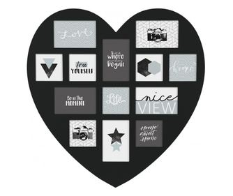 Ansamblu rame foto Black Heart, MDF,  59 x 1,8 x H 61 cm