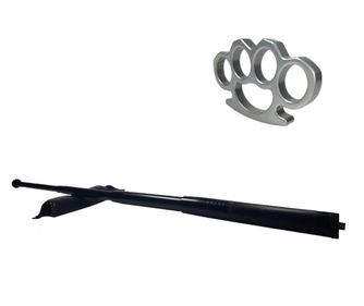 Teleskopski čelični set štapova za hodanje, crni, 64 cm + srebrna kutija debljine 1 cm