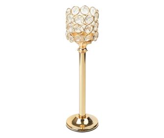 Suport elegant Pufo Gentle pentru lumanare, tip sfesnic, metalic, 29 x 8 cm, auriu