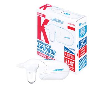 Aspirator nazal electric Novama White K, pentru copii 0-12 ani, 2 varfuri silicon, 2 moduri de operare, silentios, cu baterii, A