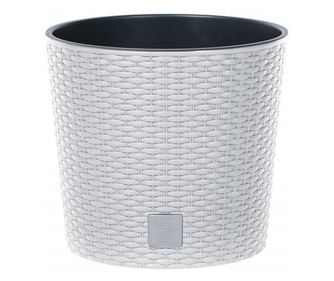 Ghiveci Decorativ Prosperplast Rato pentru Flori, Imitatie Ratan, 31×27.3 cm, Alb