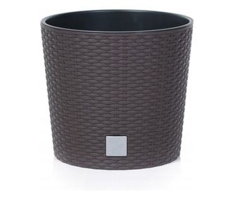 Ghiveci Decorativ Prosperplast pentru Flori, Imitatie Ratan, 21x19.4 cm, Maro Inchis