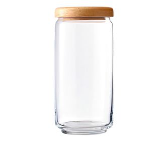 OCEAN POP Borcan sticla cu capac lemn, 1l, D9,2xh19,3cm