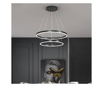 CASIANA 41W LED viseća svjetiljka s daljinskim upravljačem, 2 kruga, hladno/toplo/neutralno svjetlo, prigušljivo, crno, podesiva