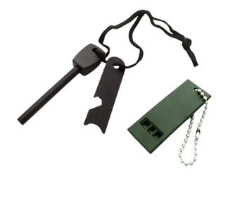 IdeallStore® Camping Amnar, Ultimate Survival, nehrđajući čelik, 10 cm, crna, zviždaljka uključena