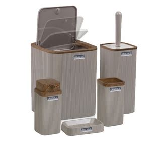 Set de baie Freehome OKY-461-3-К, 5 piese, Dună lemn/maro