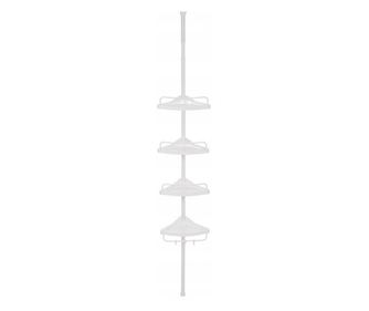 Raft pentru baie/dus, Vasagle, reglabil, inox, 4 rafturi, alb, 85-305 cm