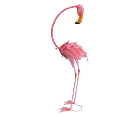 Decoratiune gradina Flamingo metalic roz, inaltime 70 cm