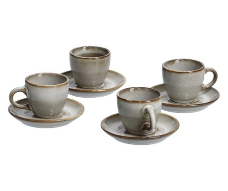 Set espresso 8 piese Zeller, ceramica, 6x5.5 cm, 60 ml, maro