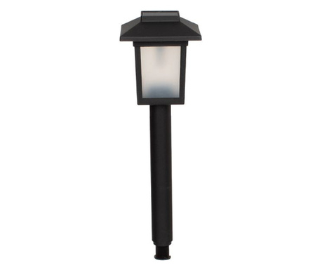 Соларна лампа, LED светлина, Изкуствен пламък, Бутон ON/OFF, Пластмаса, 23 см, Черен