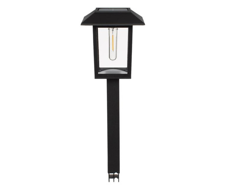 Соларна лампа, LED светлина, Квадратен дизайн, Бутон ON/OFF, Пластмаса, 35 см, Черен