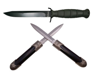 IdeallStore® taktikai késkészlet, Survival Time, katonai és vadászati, rozsdamentes acél, több színű