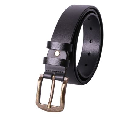 Curea din piele naturala, pentru barbati, catarama metalica aurita, BZ-30 Negru 125 cm