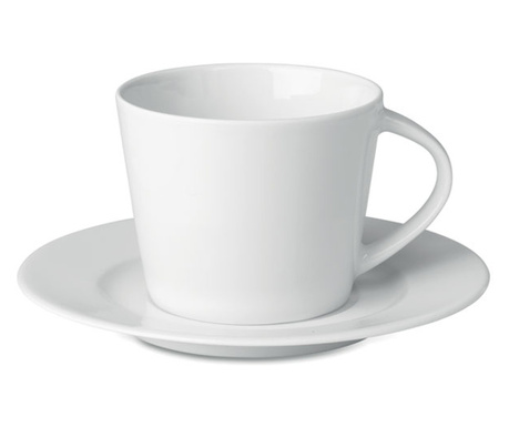 Чаша за кафе Paris, чинийка, капучино, Ø15X7 см, 180мл, Бял