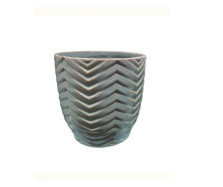 Ghiveci ceramica cu model, albastru, 14x13.5 cm