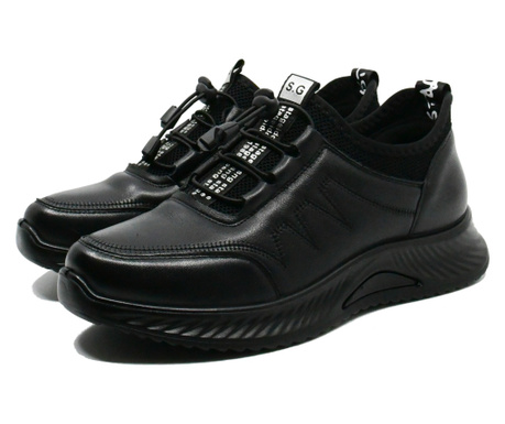 Pantofi sport dama Formazione, negri, din piele naturala cu insertii textile-40 EU