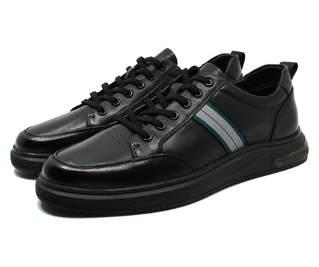 Pantofi sport Franco Gerardo din piele naturală, negri, în stil clasic-44 EU